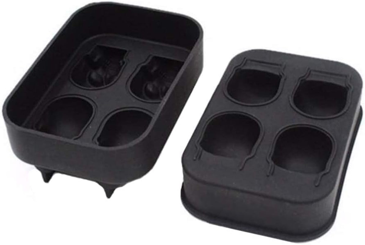 3D Skull Silicone Ice Cube Mold - 2 Pack 1.9″ Easy Release Flexible Silicone Freezer Tray, Reusable Whiskey Ice Cubes Mold Skull for Party Cocktails Champagne and Drinks