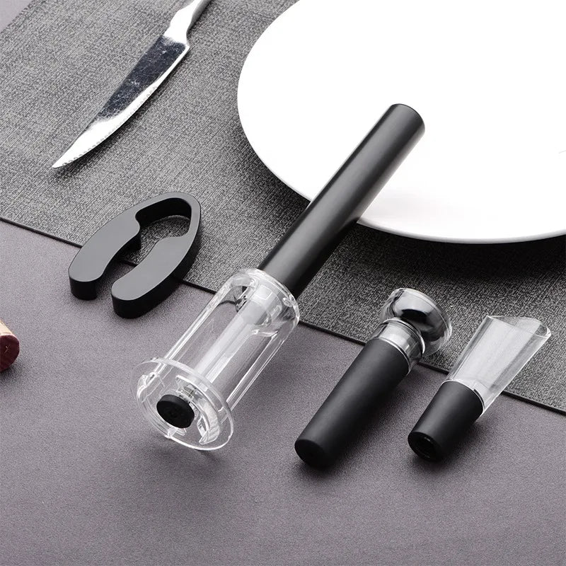 Air Pump Wine Bottle Opener Set Stainless Steel Pin Pneumatic Wine Corkscrew with Bottle Stopper Kitchen Tools Bar Accessories