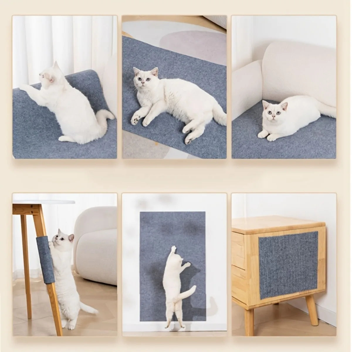 1 Piece of Self-Adhesive Cat Scratching Pad, Wear-Resistant Corner Pad, Multifunctional Self-Adhesive Carpet, Cat Climbing Frame, Cat Scratching Board, Stair Pad, Durable Furniture Protective Cover, Cuttable Sofa, Chair and Carpet Protection Cat Scratching Pad (Including 10 Fixers)