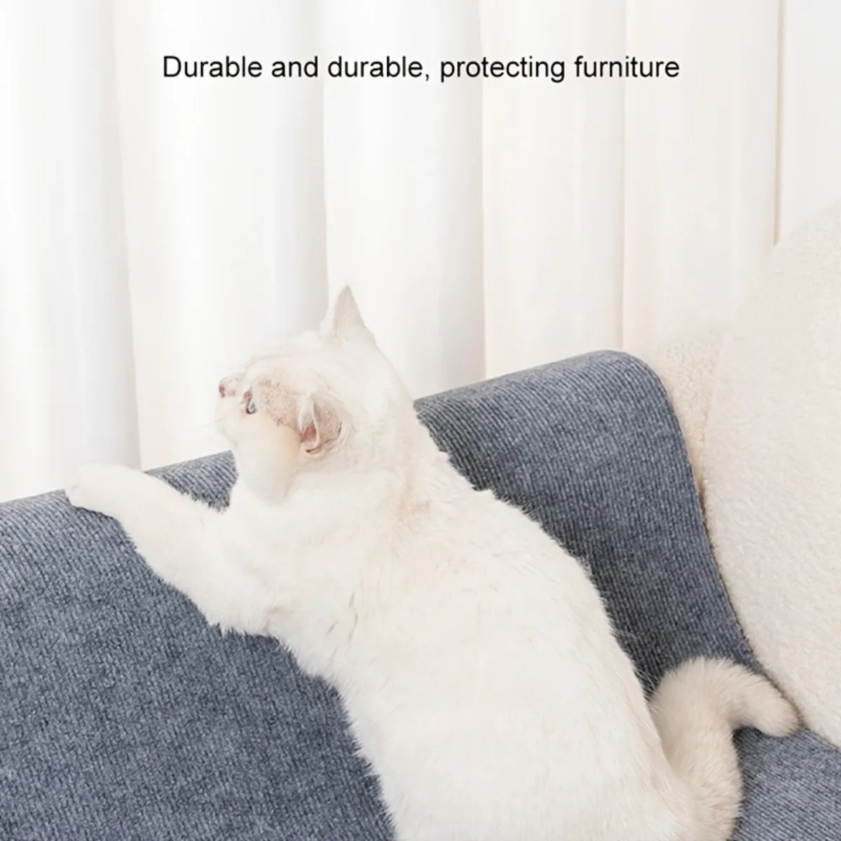 1 Piece of Self-Adhesive Cat Scratching Pad, Wear-Resistant Corner Pad, Multifunctional Self-Adhesive Carpet, Cat Climbing Frame, Cat Scratching Board, Stair Pad, Durable Furniture Protective Cover, Cuttable Sofa, Chair and Carpet Protection Cat Scratching Pad (Including 10 Fixers)