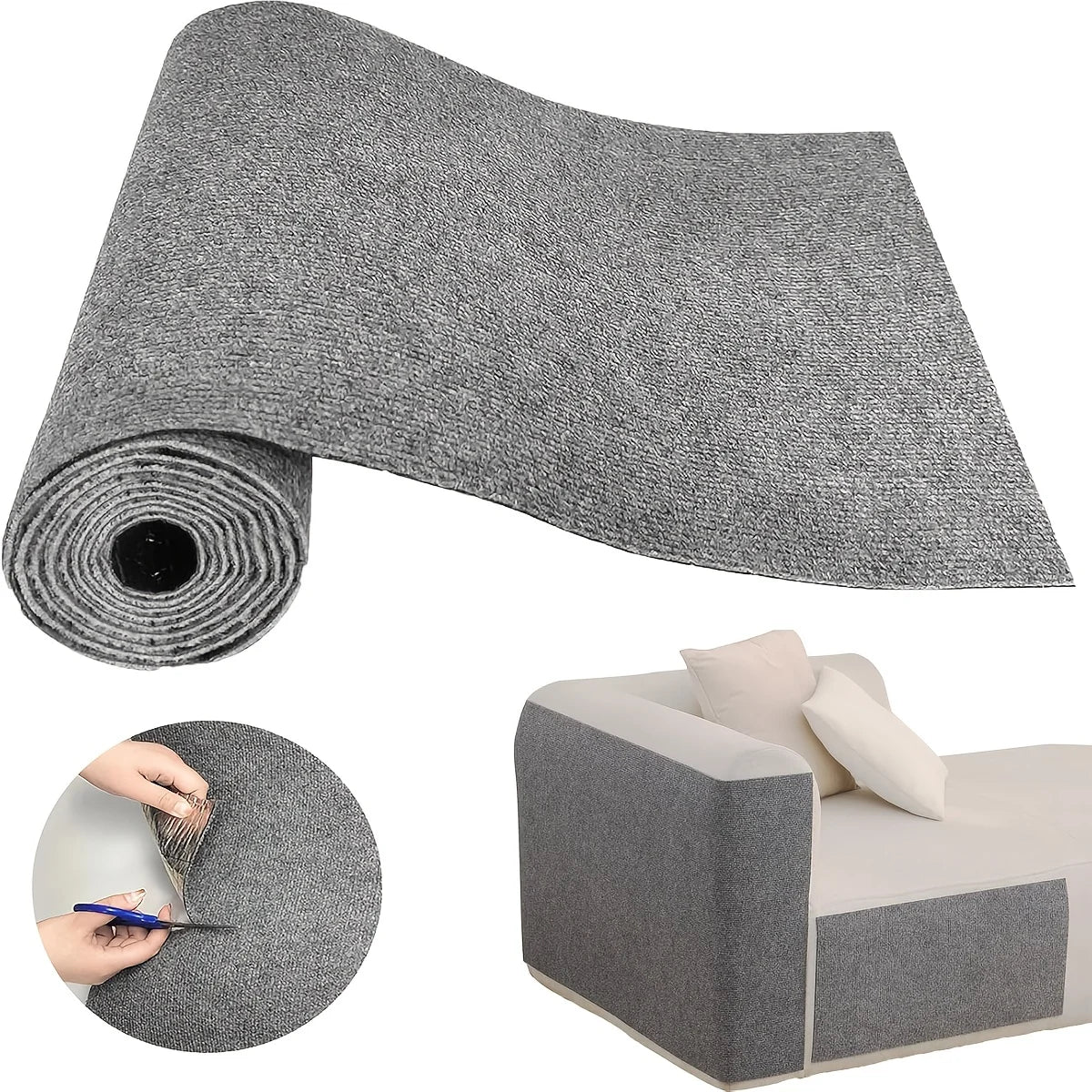 1 Piece of Self-Adhesive Cat Scratching Pad, Wear-Resistant Corner Pad, Multifunctional Self-Adhesive Carpet, Cat Climbing Frame, Cat Scratching Board, Stair Pad, Durable Furniture Protective Cover, Cuttable Sofa, Chair and Carpet Protection Cat Scratching Pad (Including 10 Fixers)