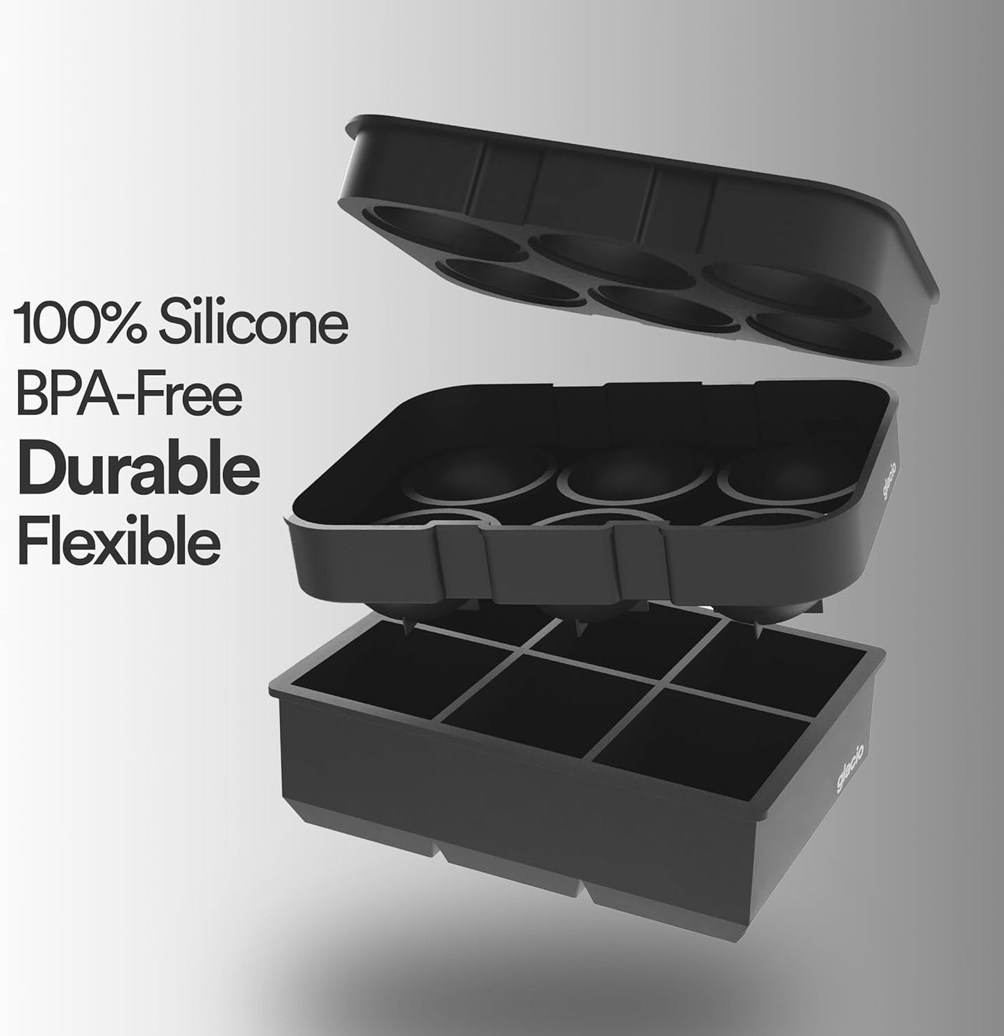 Silicone Ice Cube Trays ā Large Silicone Molds for 2-Inch Ice Cubes and Spheres, Whiskey Ice Cube Trays with Lids for Cocktails & Bourbon ā Set of 2 ā