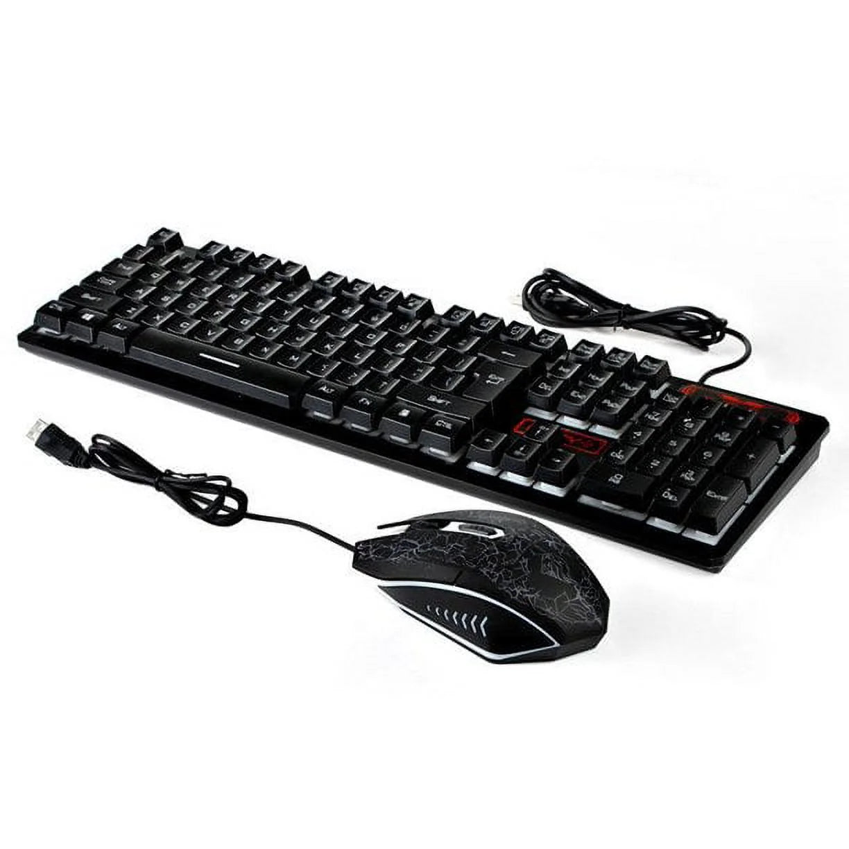 , Rainbow Gaming Keyboard and Mouse Combo Multi-Colored Changing Backlight