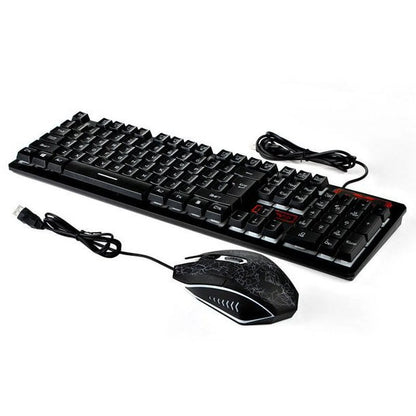 , Rainbow Gaming Keyboard and Mouse Combo Multi-Colored Changing Backlight