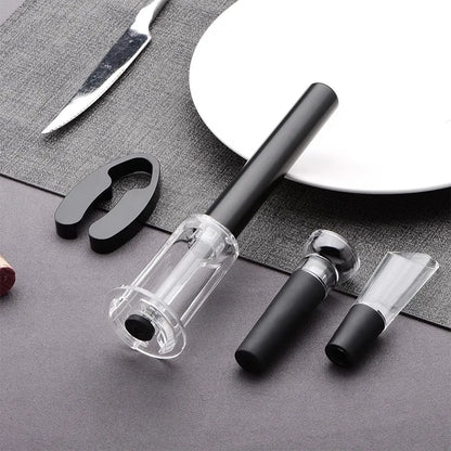 Air Pump Wine Bottle Opener Set Stainless Steel Pin Pneumatic Wine Corkscrew with Bottle Stopper Kitchen Tools Bar Accessories