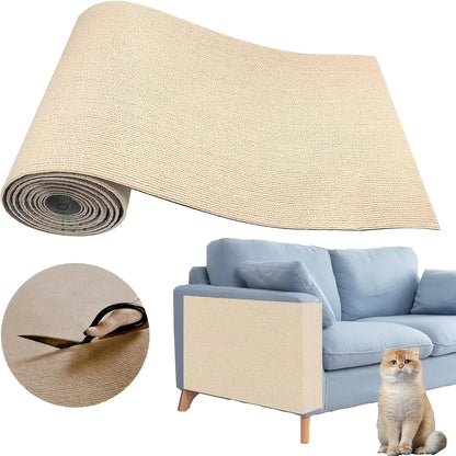 1 Piece of Self-Adhesive Cat Scratching Pad, Wear-Resistant Corner Pad, Multifunctional Self-Adhesive Carpet, Cat Climbing Frame, Cat Scratching Board, Stair Pad, Durable Furniture Protective Cover, Cuttable Sofa, Chair and Carpet Protection Cat Scratching Pad (Including 10 Fixers)