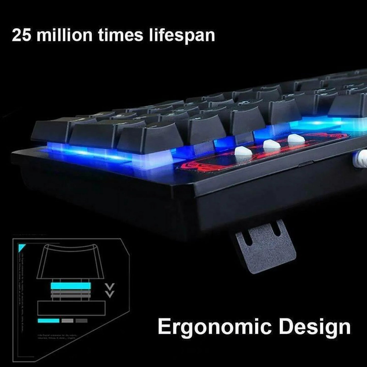 , Rainbow Gaming Keyboard and Mouse Combo Multi-Colored Changing Backlight