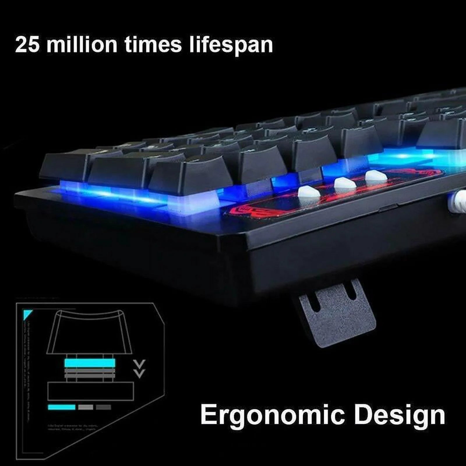 , Rainbow Gaming Keyboard and Mouse Combo Multi-Colored Changing Backlight