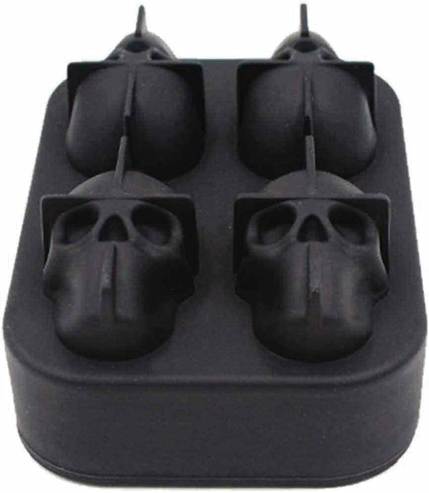 3D Skull Silicone Ice Cube Mold - 2 Pack 1.9″ Easy Release Flexible Silicone Freezer Tray, Reusable Whiskey Ice Cubes Mold Skull for Party Cocktails Champagne and Drinks